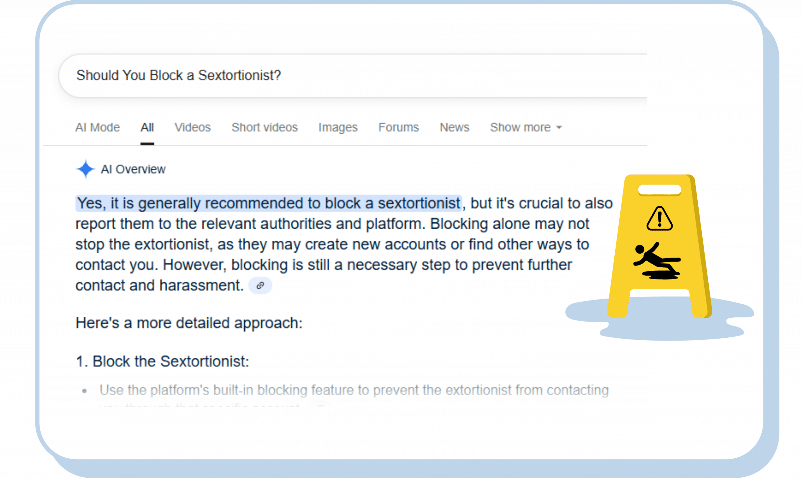 Online advice often tells you to block a sextortionist immediately, but be careful with it